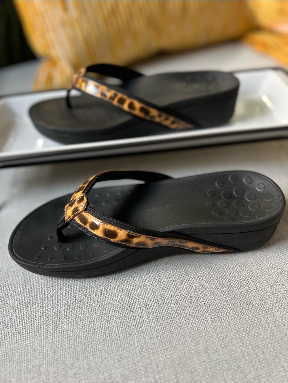 Vionic Black Sandals with Leopard-Print Straps - Picture 4 of 7
